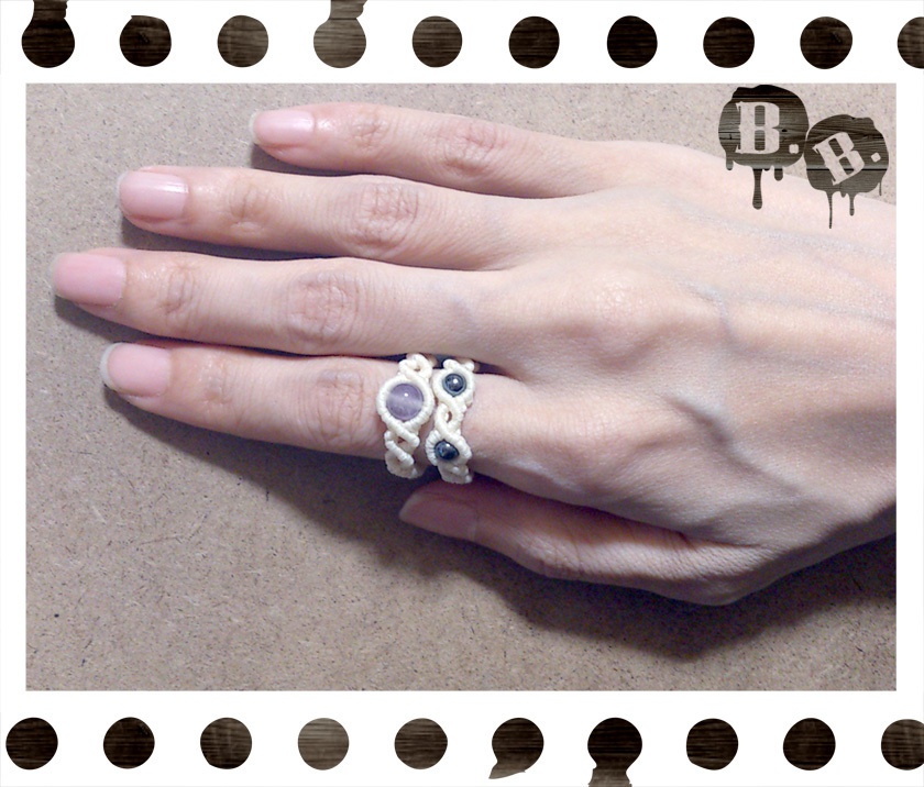 【クローバー・ウィステリア】ブレスレット・ピアスセット・二連リングセット【ラベンダーアメジスト】【ナチュラルホワイトコード】【ハンドメイドアクセサリー】