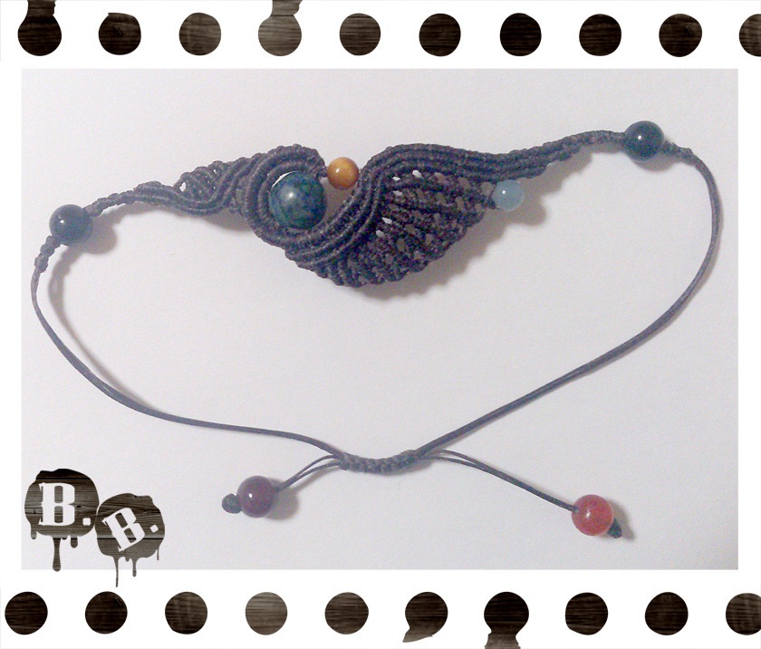 渦翼のブレスレット【クリソコラ】【ブラウンコード】【ハンドメイドアクセサリー】