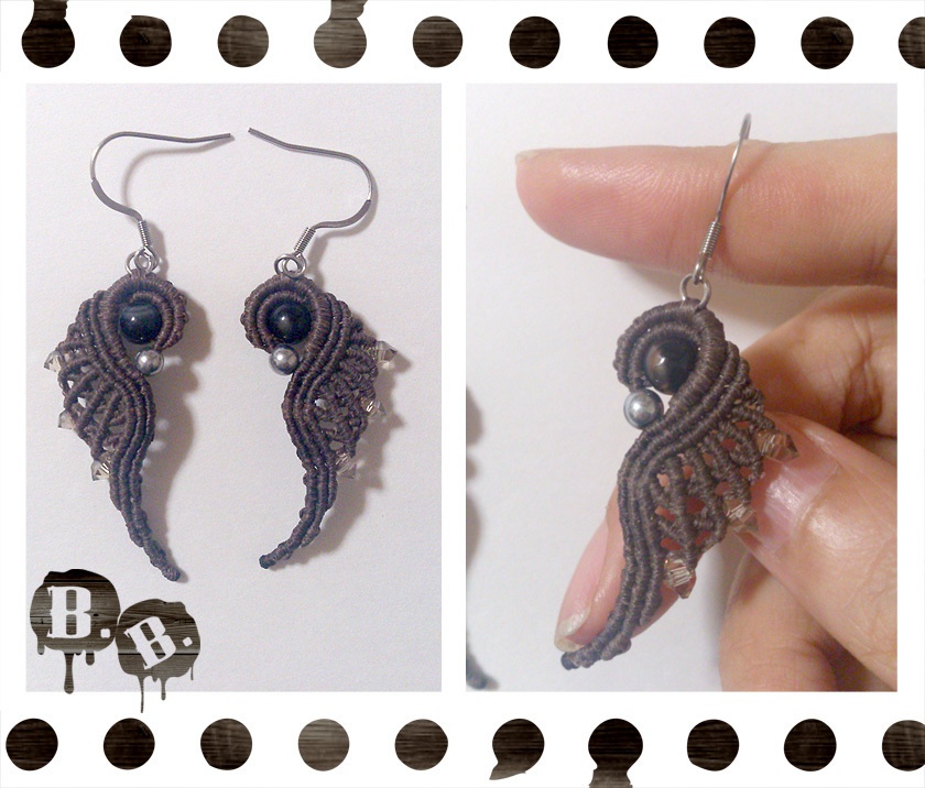 渦翼のピアスセット【ミックスアゲート】【ブラウンコード】【ハンドメイドアクセサリー】