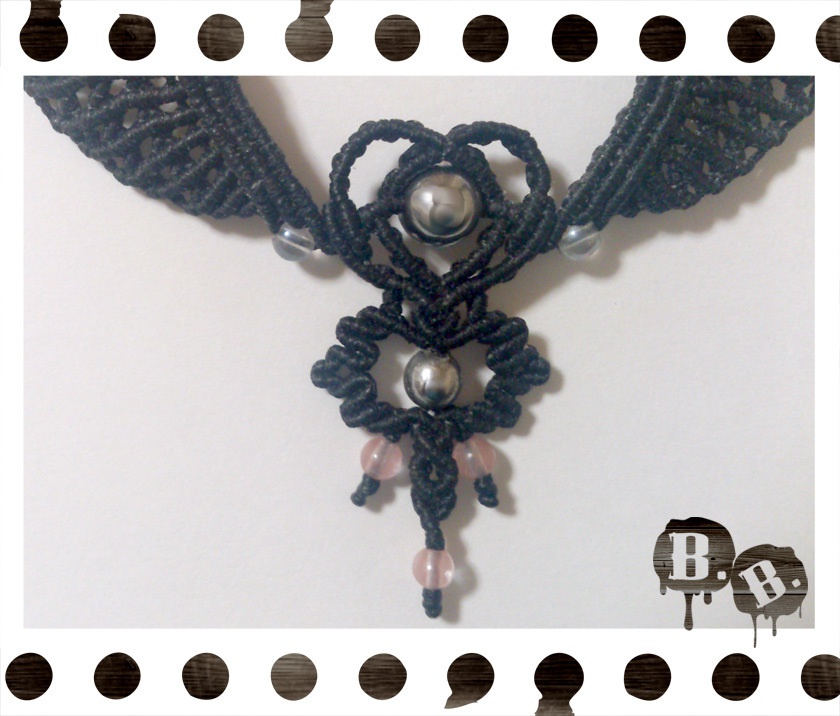 ハートと翼のネックレス【ヘマタイトシルバー】【ブラックコード】【ハンドメイドアクセサリー】