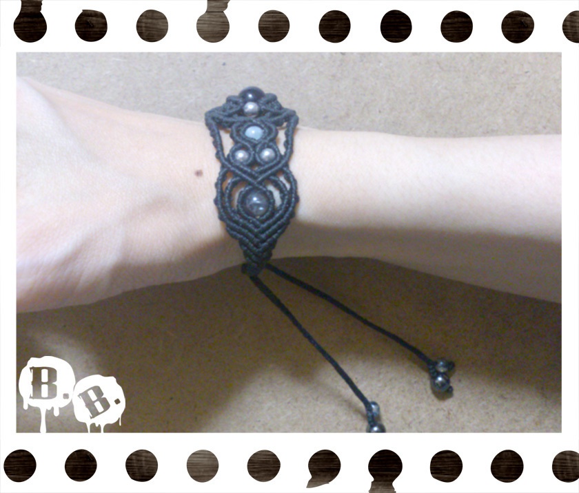 【レイニークローバー・ブラック】ブレスレット・ピアスセット【マリンタイガーアイ】【ブラックコード】【ハンドメイドアクセサリー】