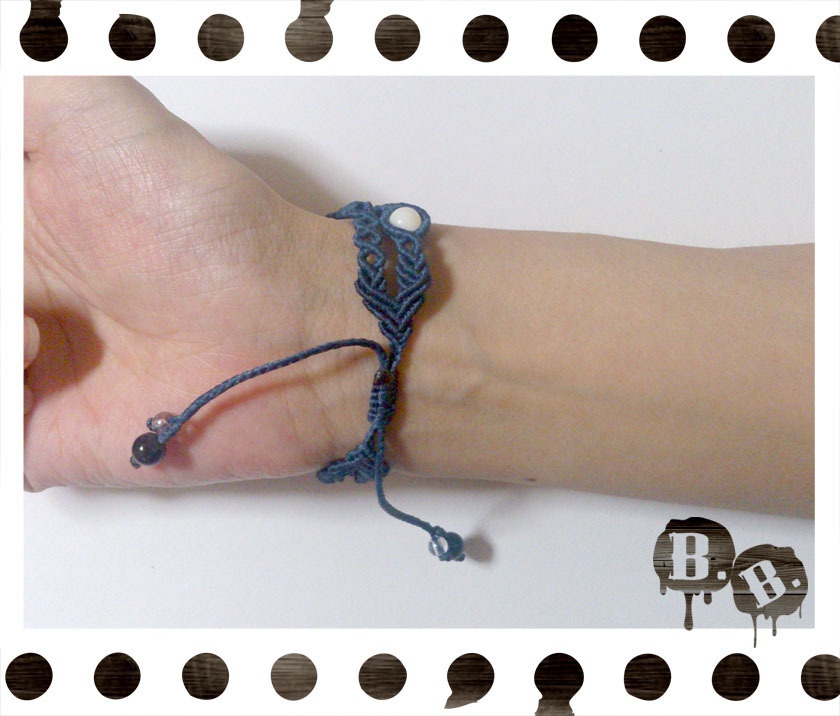 シンプル二連ブレスレット【マルチストーン】【ネイビーコード】【ハンドメイドアクセサリー】