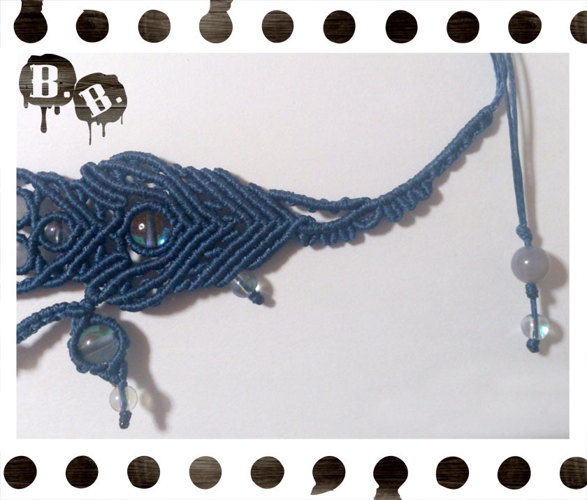 クラシックチョーカー【ルナフラッシュ(ブラック)】【ネイビーコード】【ハンドメイドアクセサリー】