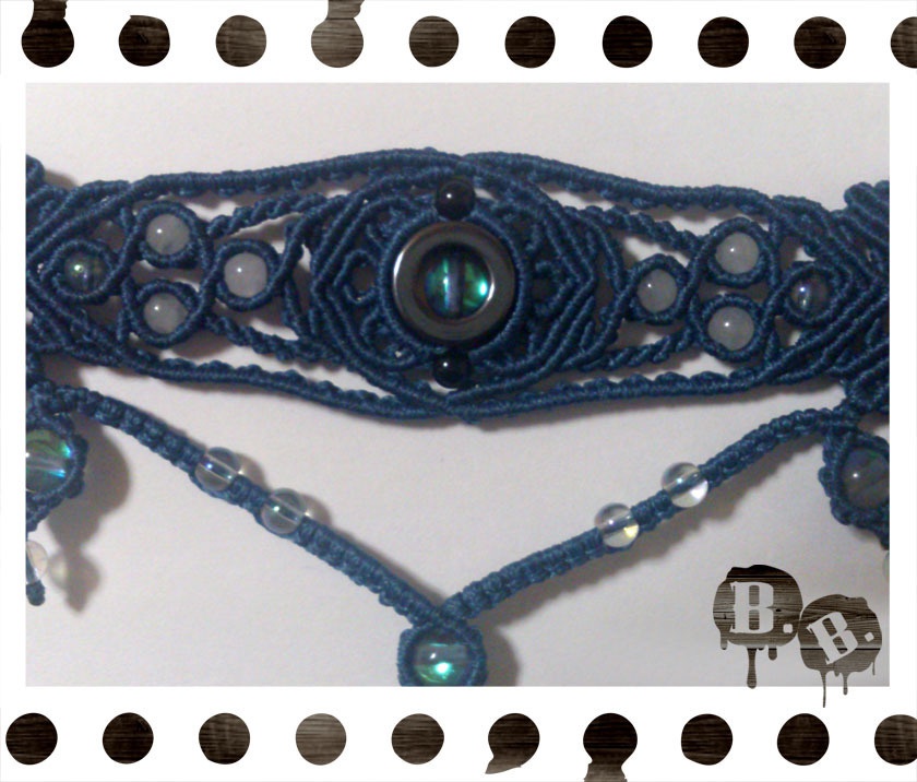 クラシックチョーカー【ルナフラッシュ(ブラック)】【ネイビーコード】【ハンドメイドアクセサリー】