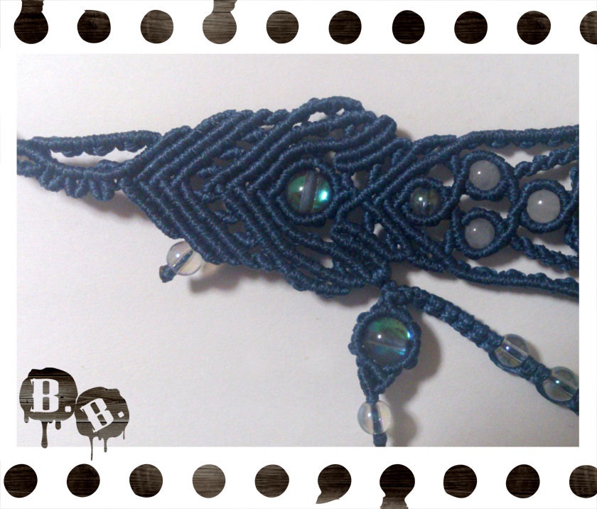 クラシックチョーカー【ルナフラッシュ(ブラック)】【ネイビーコード】【ハンドメイドアクセサリー】