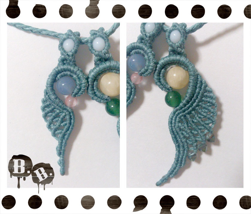 渦翼の二連ペンダントネックレス【アラゴナイト】【ブルーグリーンコード】【ハンドメイドアクセサリー】