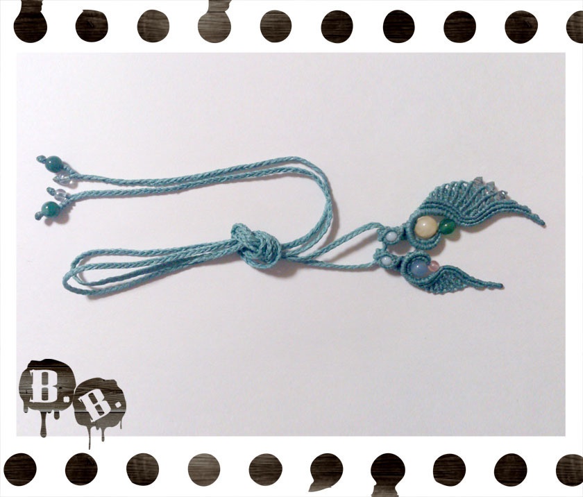 渦翼の二連ペンダントネックレス【アラゴナイト】【ブルーグリーンコード】【ハンドメイドアクセサリー】