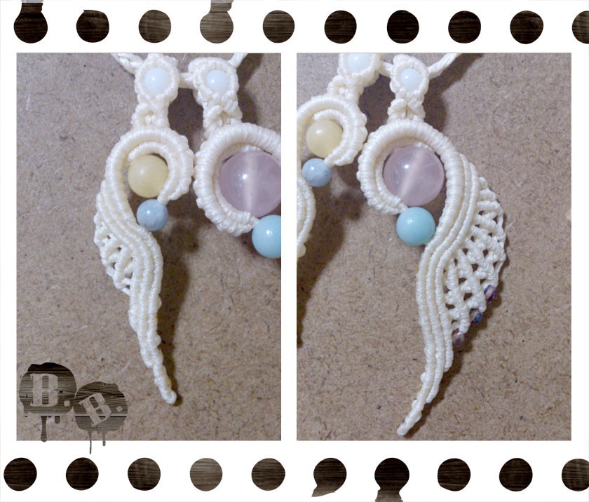 渦翼の二連ペンダントネックレス【アイスローズクォーツ】【ナチュラルホワイトコード】【ハンドメイドアクセサリー】