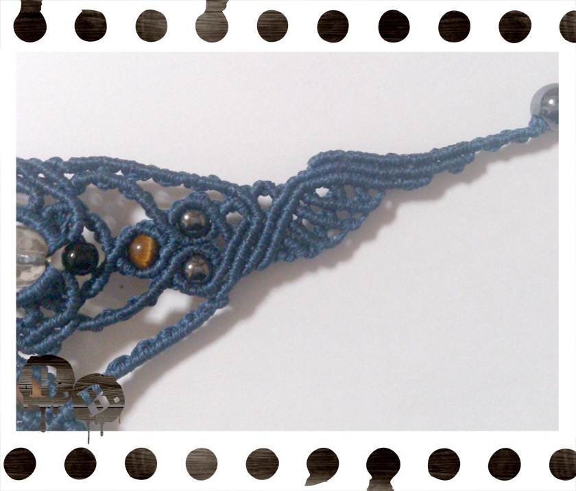 【クローバー・スコール】チョーカー・ピアスセット【スモーキークォーツ】【ネイビーコード】【ハンドメイドアクセサリー】