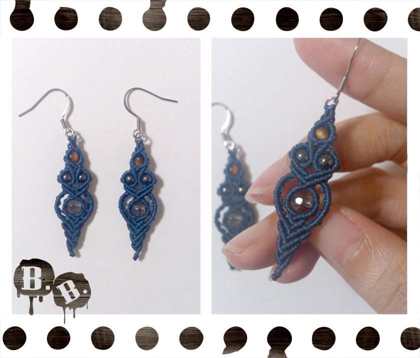 【クローバー・スコール】チョーカー・ピアスセット【スモーキークォーツ】【ネイビーコード】【ハンドメイドアクセサリー】