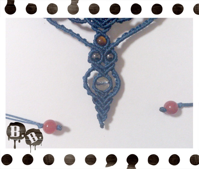 【クローバー・スコール】チョーカー・ピアスセット【スモーキークォーツ】【ネイビーコード】【ハンドメイドアクセサリー】