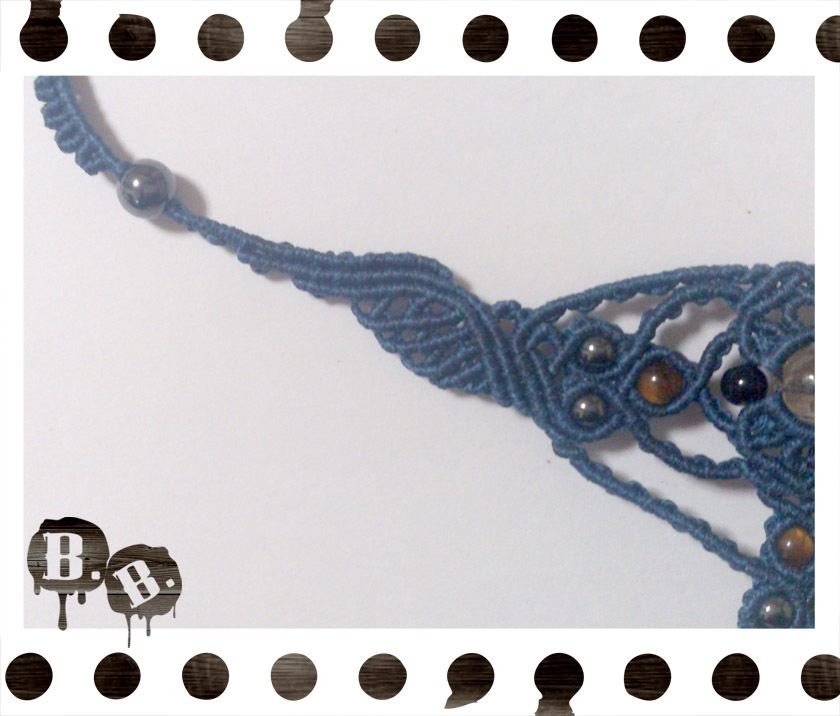 【クローバー・スコール】チョーカー・ピアスセット【スモーキークォーツ】【ネイビーコード】【ハンドメイドアクセサリー】