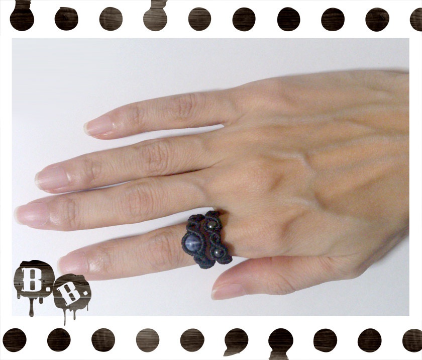 【クローバー・ユニバース/ノクターナル】ブレスレット・ピアスセット・二連リングセット【ソーダライト】【ブラックコード】【ハンドメイドアクセサリー】