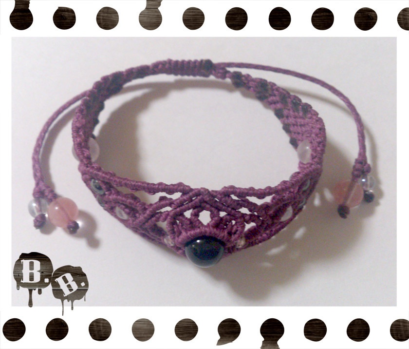 【クローバー・バイオレット】ブレスレット・ピアスセット【オニキス】【パープルコード】【ハンドメイドアクセサリー】