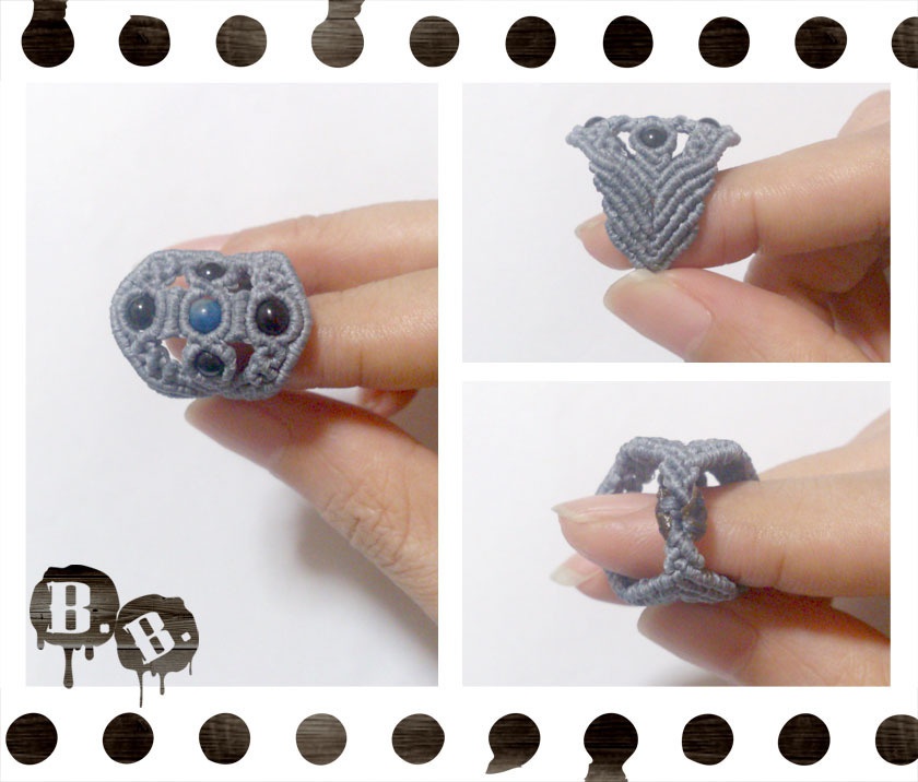 ワイドクロスリング【ラピスラズリ】【ブルーグレーコード】【ハンドメイドアクセサリー】