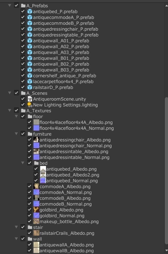 【3Dモデル】アンティークルームパック【UnityPackage】