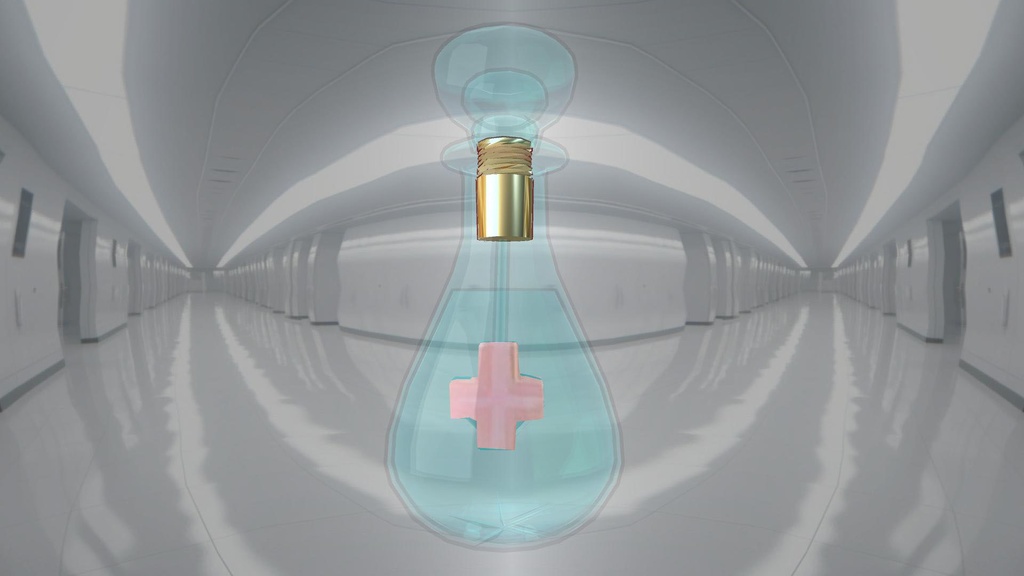 【Lowpoly】ピンク十字デザインガラス瓶