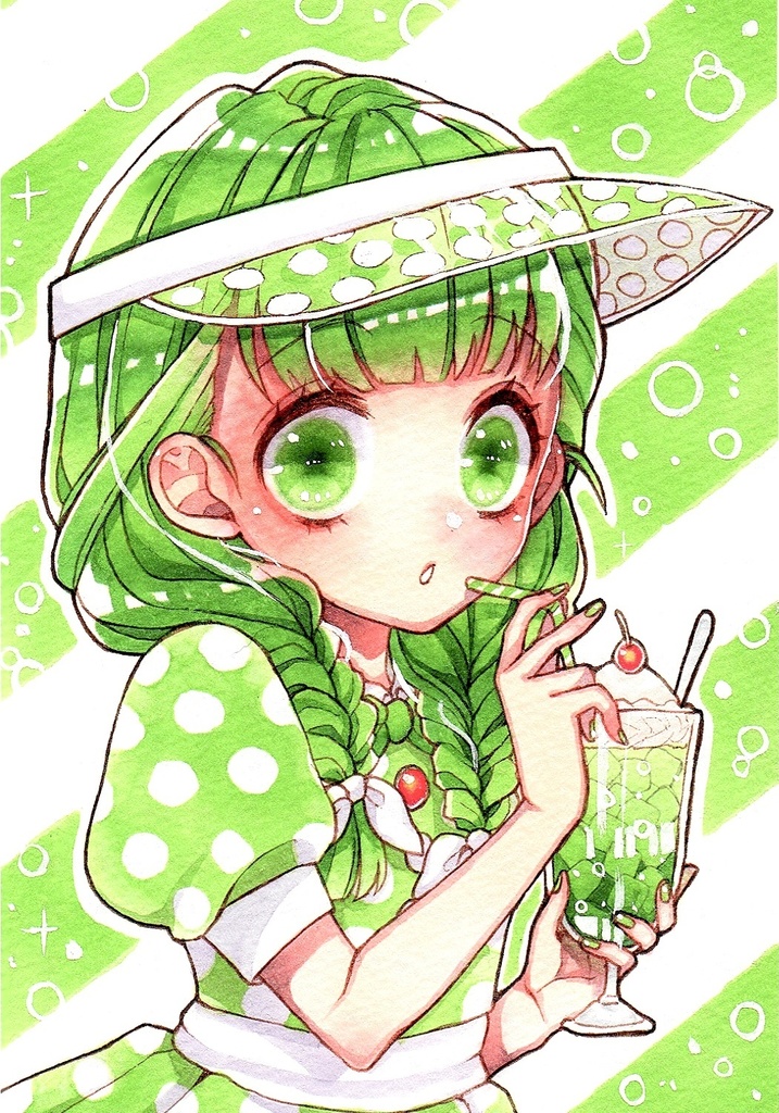 【創作原画】クリームソーダ姉妹🍹🍋🍈