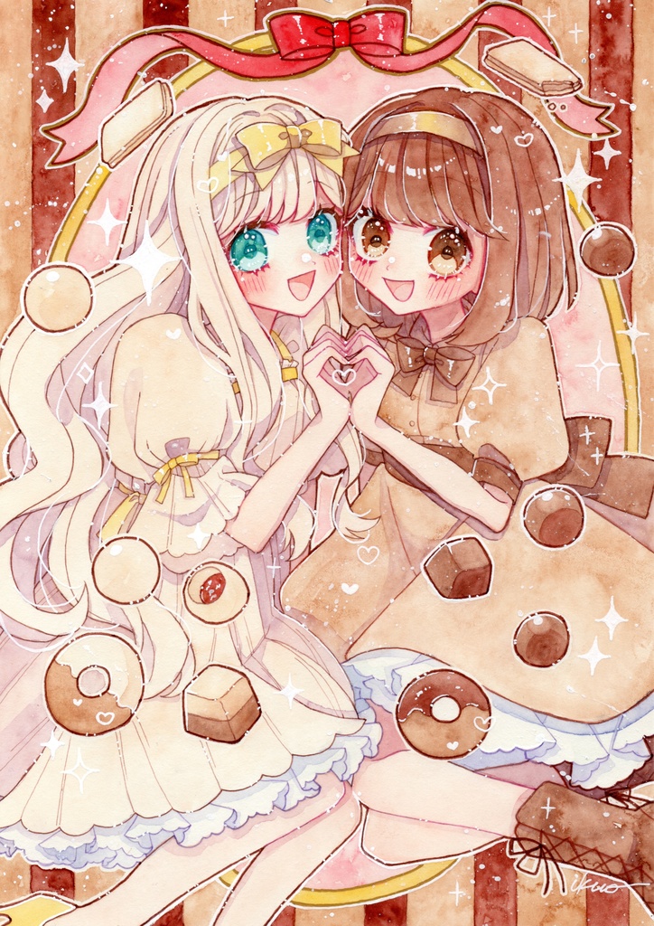 創作原画】🍫ホワイトチョコとミルクチョコ🍫 - 伝説のししゃも - BOOTH