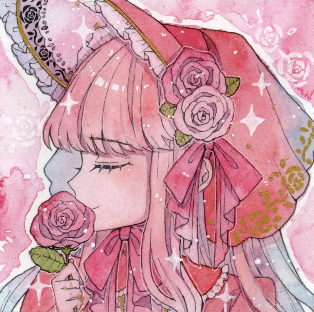 【創作原画】ピンクの薔薇🩷🌹