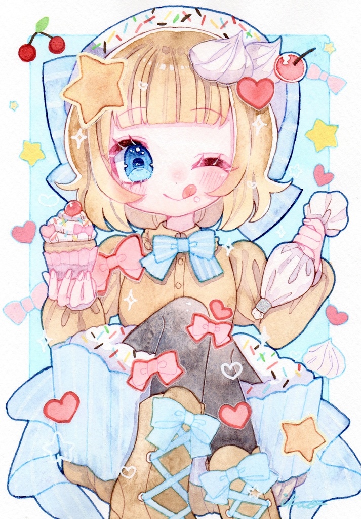 【創作原画】デコデコ🧁カップケーキ