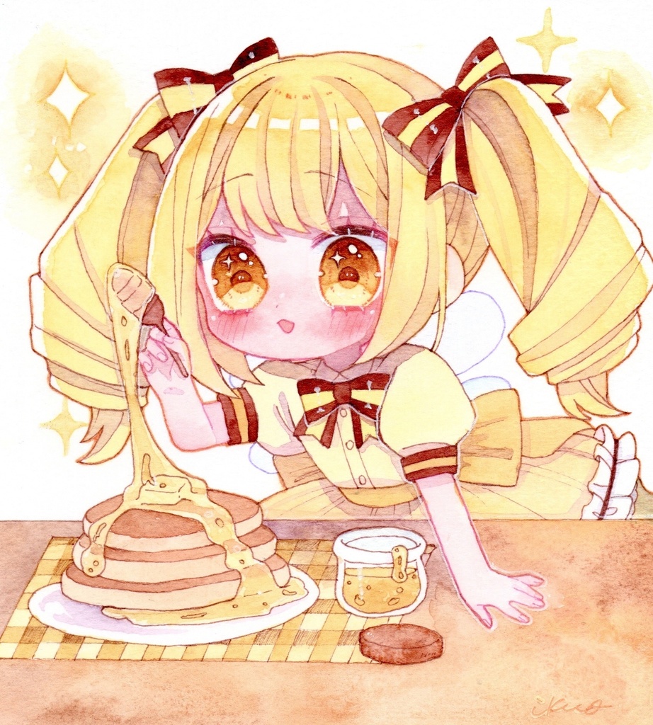 【創作原画】✨🍯はちみつたっぷりパンケーキ🥞✨