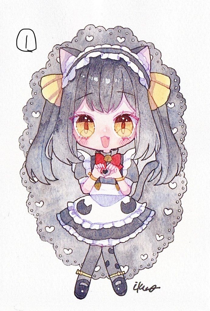 【創作原画】フレームレス (猫メイド)