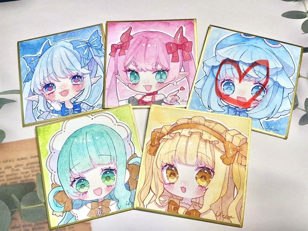 【創作原画】うちの子ミニ色紙