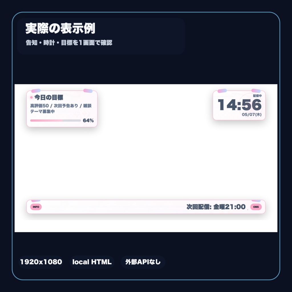 OBSかんたん告知パネル & シーンストリップ