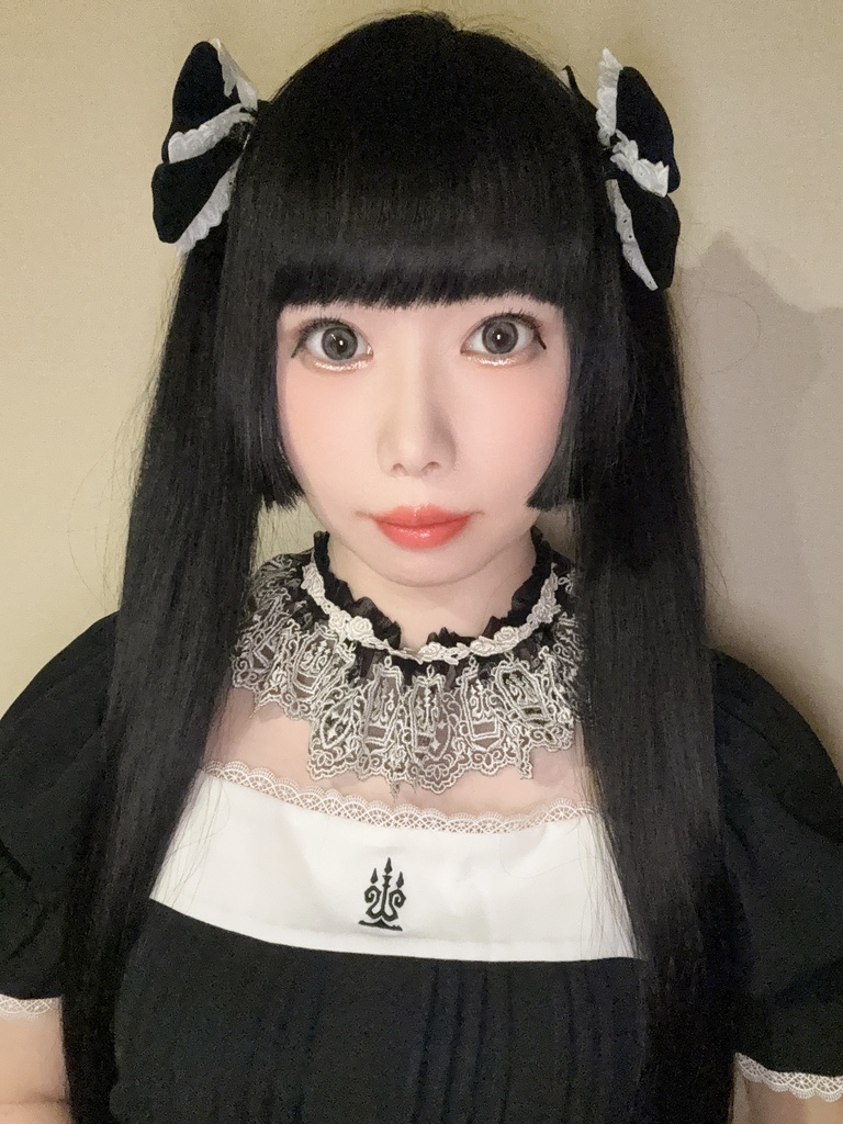 乙女のレースリボンクリップ(黒無地)