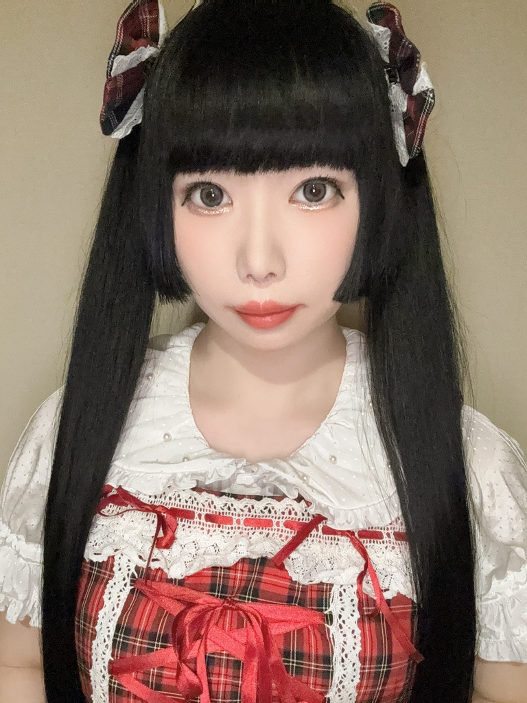 乙女のレースリボンクリップ(チェック柄1)