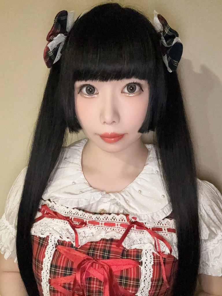 乙女のレースリボンクリップ(チェック柄2)