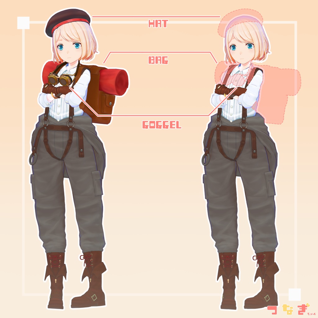 【VRC / VRM 対応オリジナル3Dモデル】つなぎちゃん