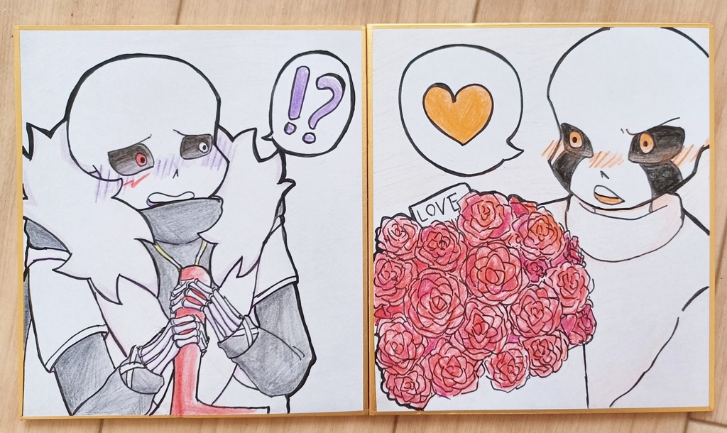 【UndertaleAU _ CP色紙イラスト】【デルクロ／20本の薔薇】