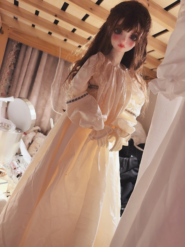 【set on sale】付け襟(1/3対象)×ネグリジェ風ワンピース