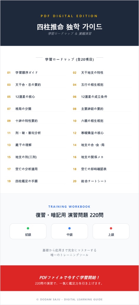 四柱推命 基礎ガイド:図表20枚 & 演習問題220問(独学・入門者用)