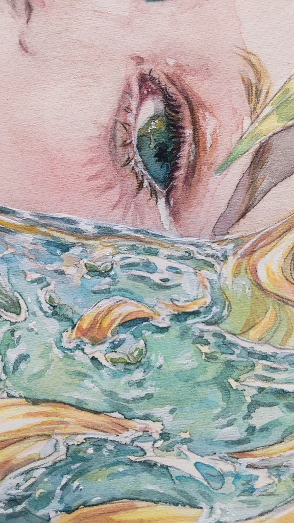 【水彩原画】はがきサイズ 『湖畔』