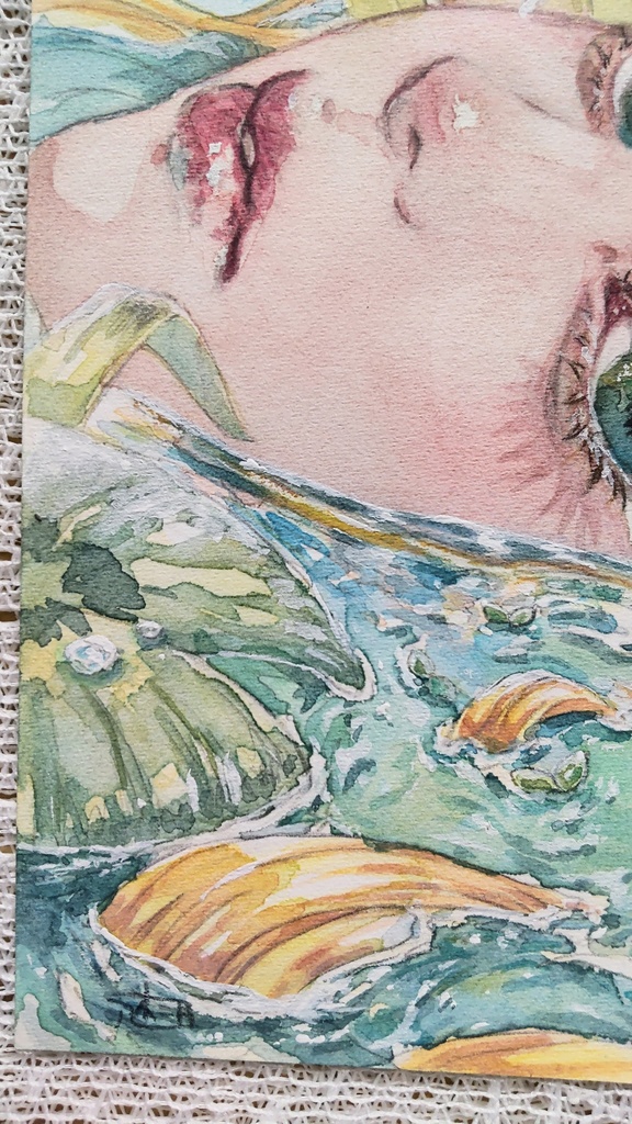 【水彩原画】はがきサイズ 『湖畔』