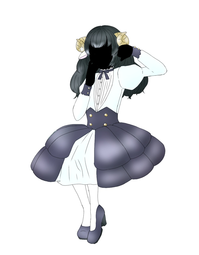 【無料】ねむねむ羊な女の子のシルエット素材