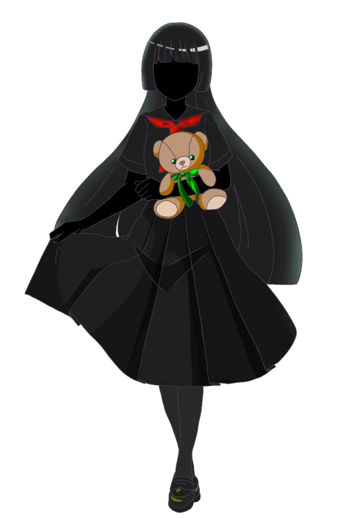 【無料】黒セーラーなシルエット素材