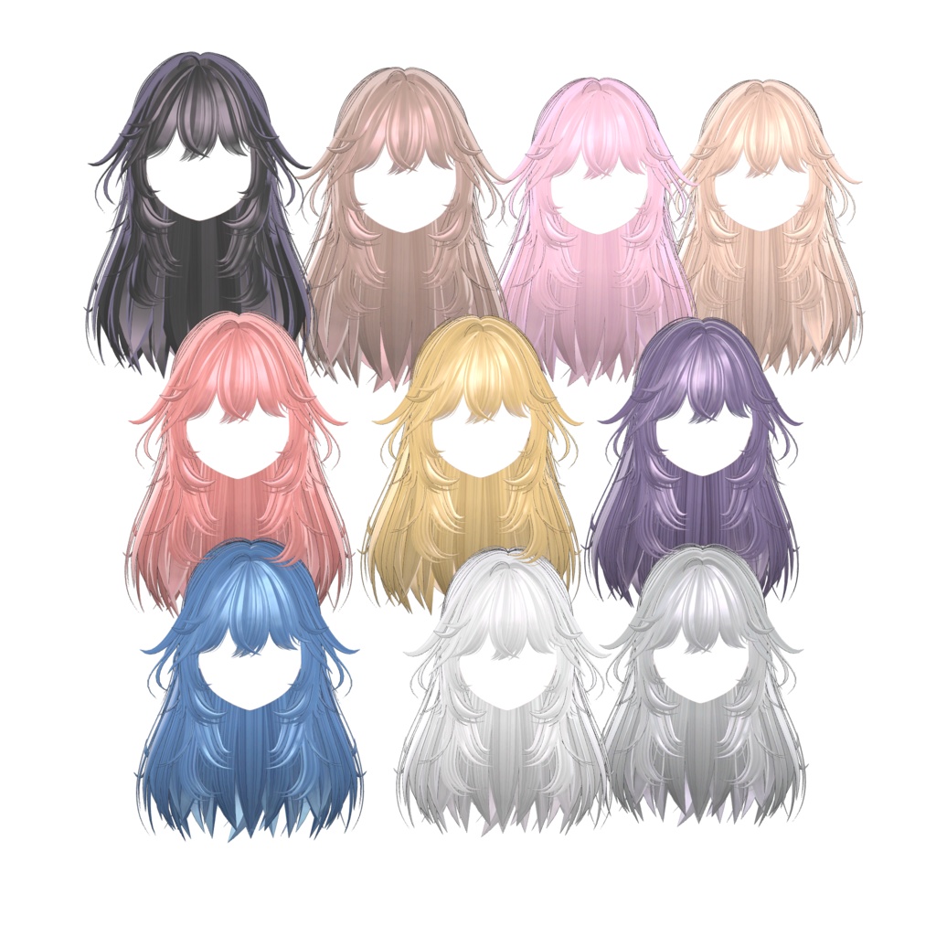 ロングレイヤーヘア・Long layered hair【6 avatars】
