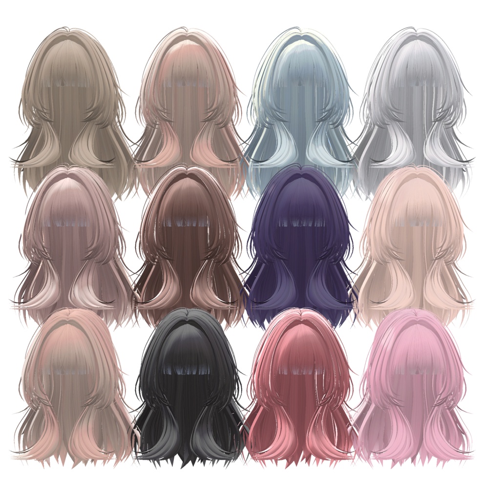 エアリーミディアムロング【10アバター対応】【VRChat】