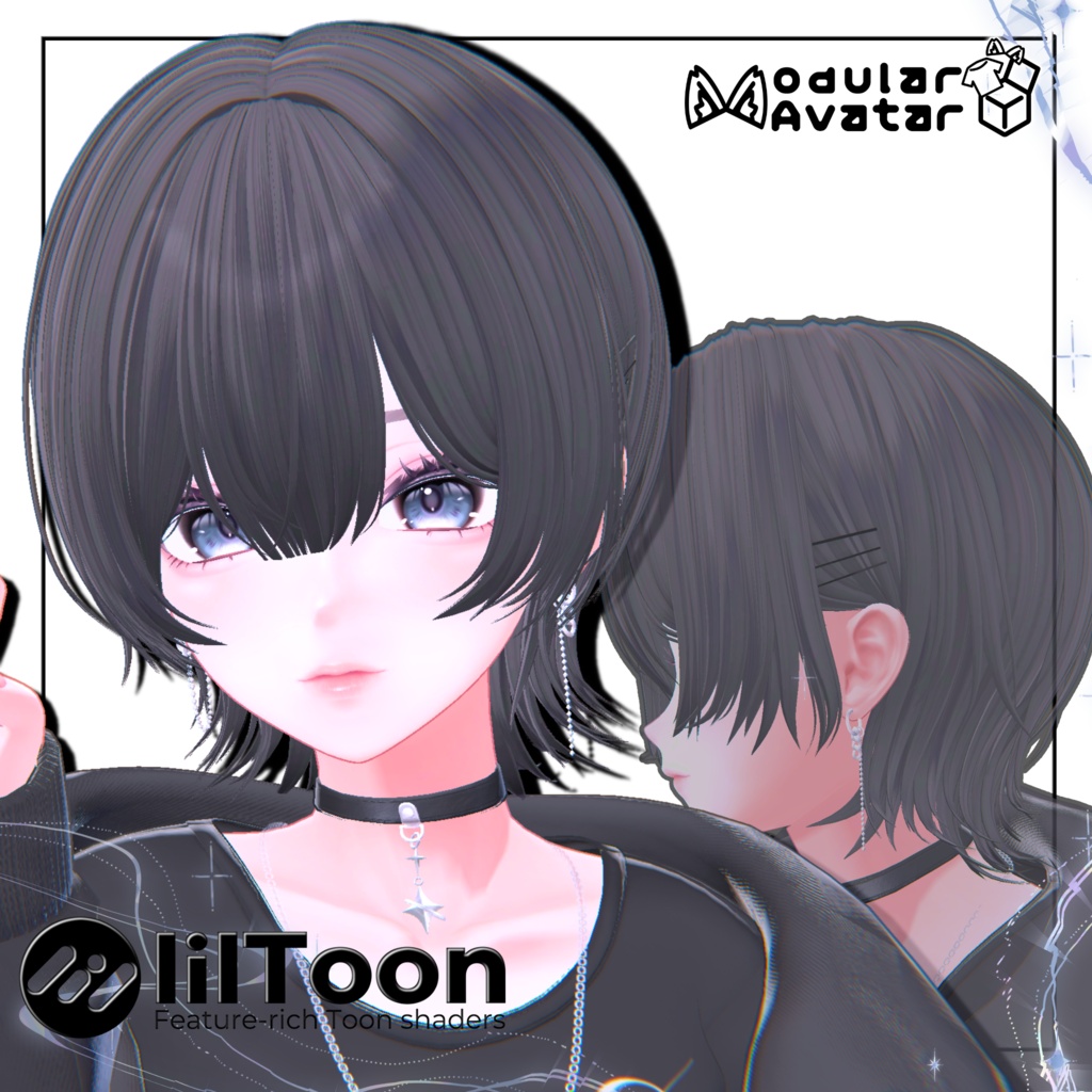  【16アバター対応】✦ 耳掛けミディアムウルフ ✦【VRChat】