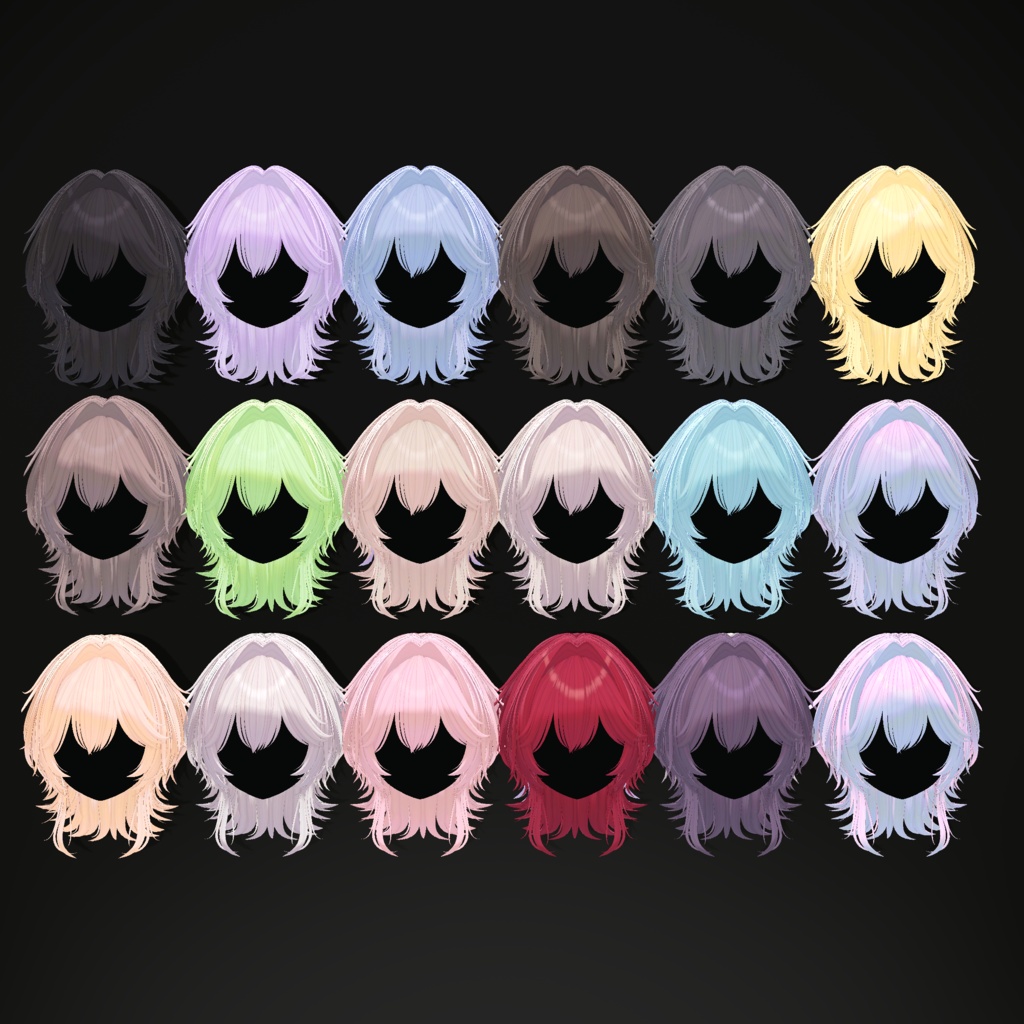 【VRC Hair】外はねソフトウルフ【15アバター対応】