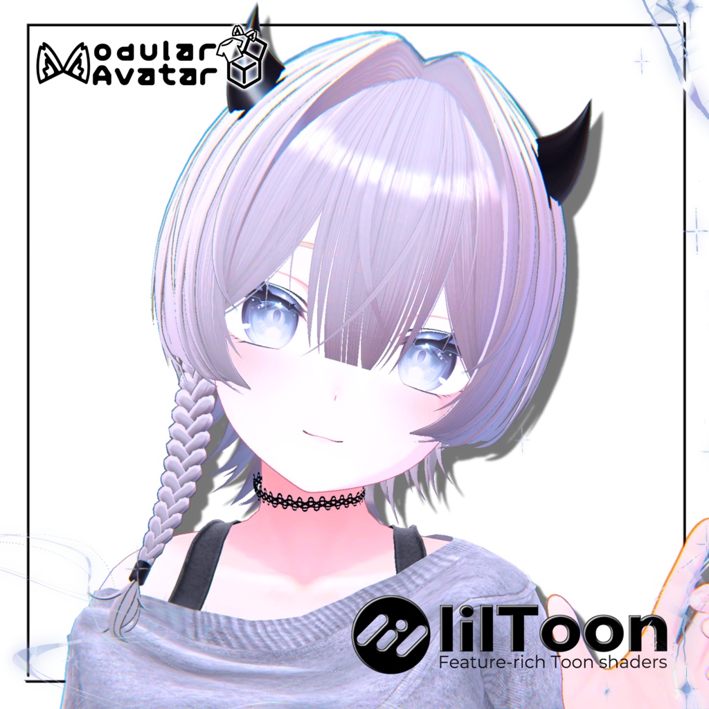 【15アバター対応】デビル三つ編みショート【VRChat】