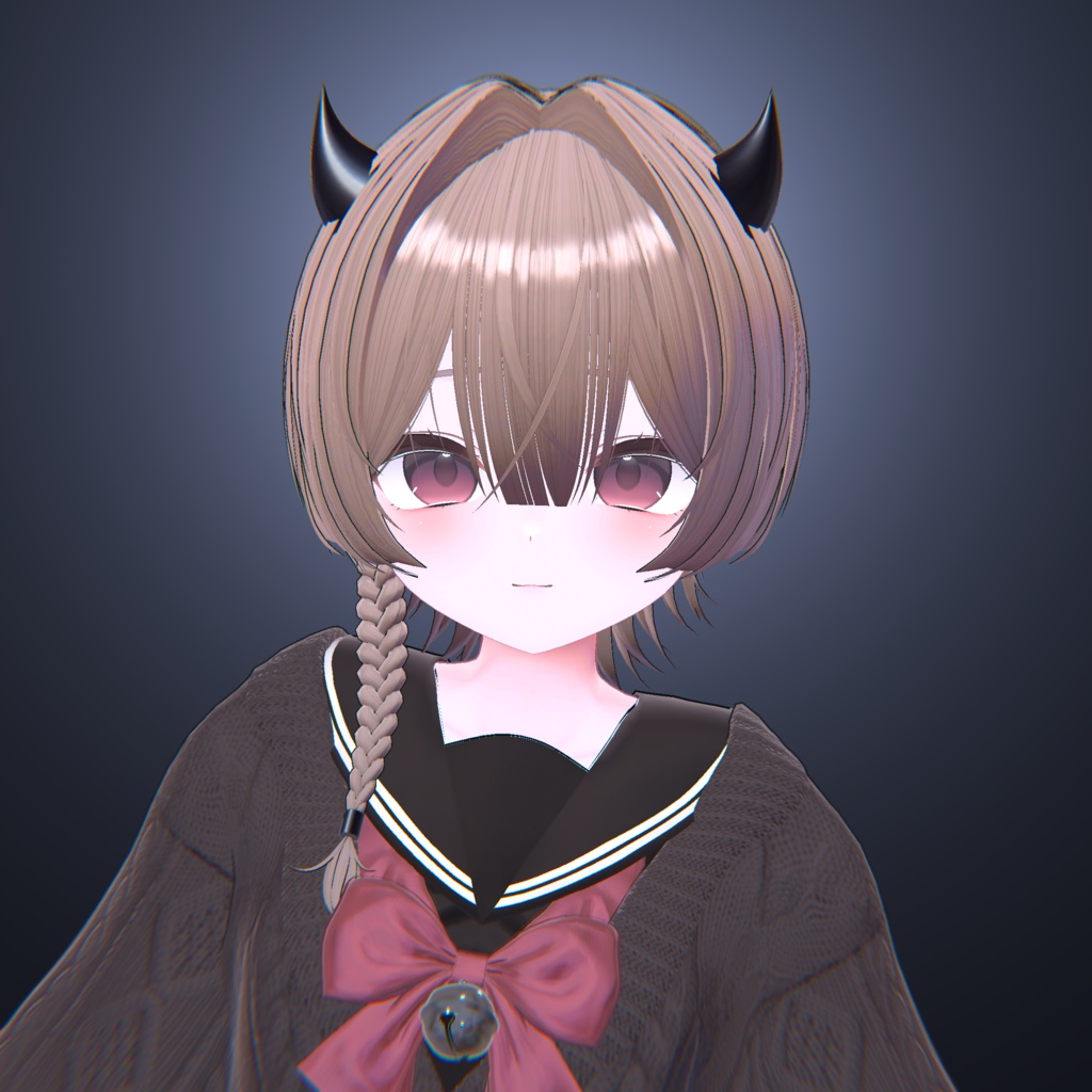 【15アバター対応】デビル三つ編みショート【VRChat】