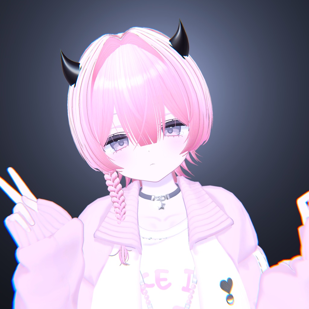 【15アバター対応】デビル三つ編みショート【VRChat】