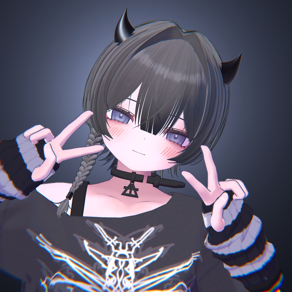 【15アバター対応】デビル三つ編みショート【VRChat】