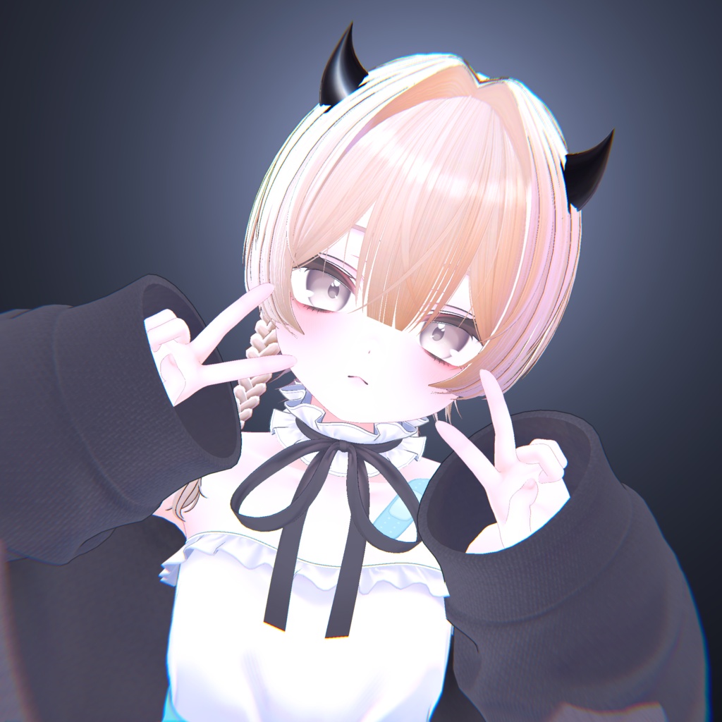 【15アバター対応】デビル三つ編みショート【VRChat】