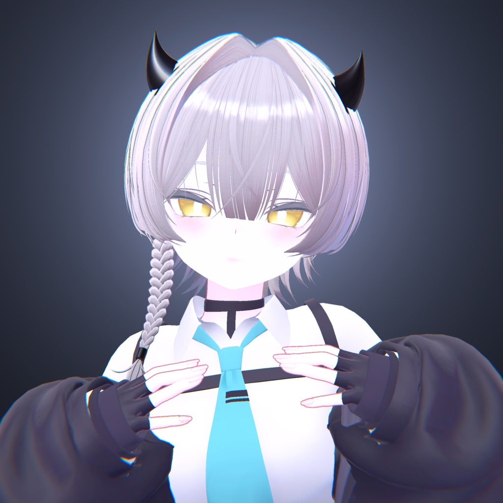 【15アバター対応】デビル三つ編みショート【VRChat】